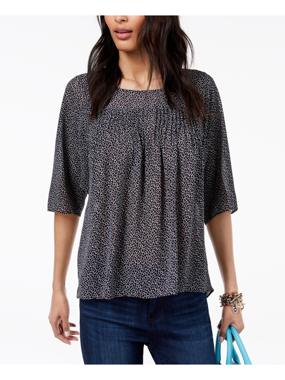 Michael Michael Kors Womens Printed Pleated Top Size XS - Picture 1 of 2